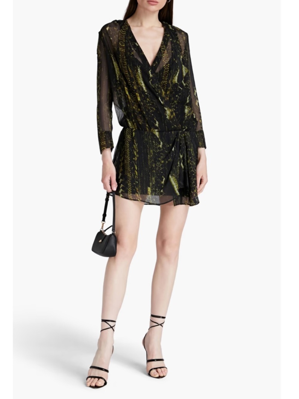 IRO Akley wrap-effect snake-print chiffon mini dress